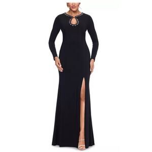 Aqua Formal for Bloomingdales Embellished Keyhole Black Gown NWT Size 2